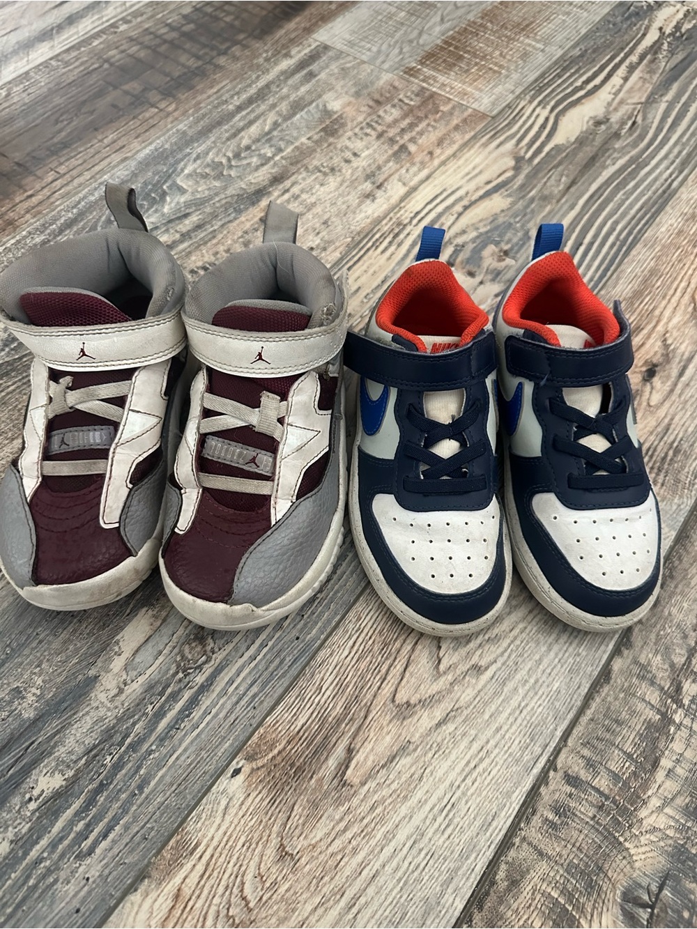 Nike Kids Sneakers Bundle — Gray/Burgundy & Navy/White/Orange